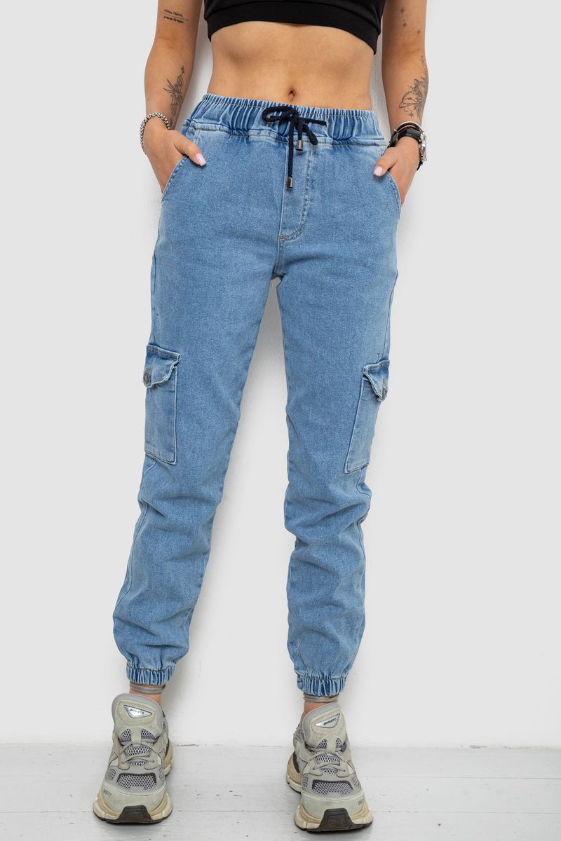 Джинси жіночі карго, колір блакитний, 182R1427