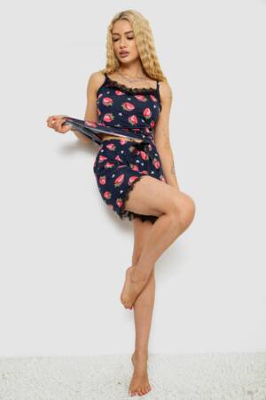 Піжама жіноча з принтом, колір синьо-рожевий, 243R2129