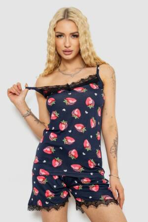 Піжама жіноча з принтом, колір синьо-рожевий, 243R2129