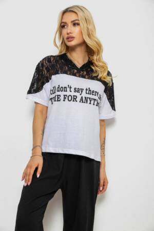 Піжама жіноча з принтом, колір білий, 243R1600-024