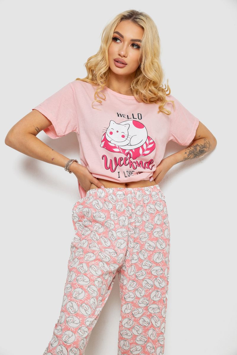 Піжама жіноча, колір персиковий, 243R50536