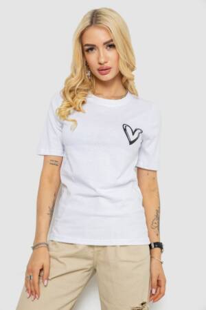 Жіноча футболка з принтом, колір білий, 241R128