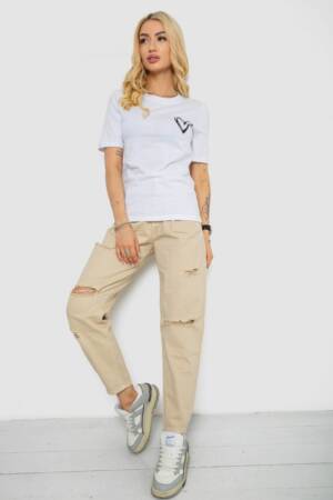 Жіноча футболка з принтом, колір білий, 241R128