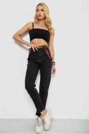 Джинси жіночі Mom-fit, колір чорний, 182R9135