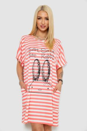 Нічна сорочка в смужку, колір рожево-білий, 238R15022