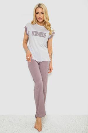 Піжама жіноча з принтом, колір сірий, 243R2115