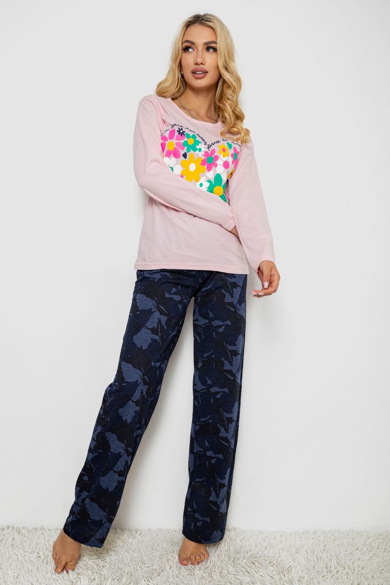 Піжама жіноча з принтом, колір рожевий, 243R1051-1