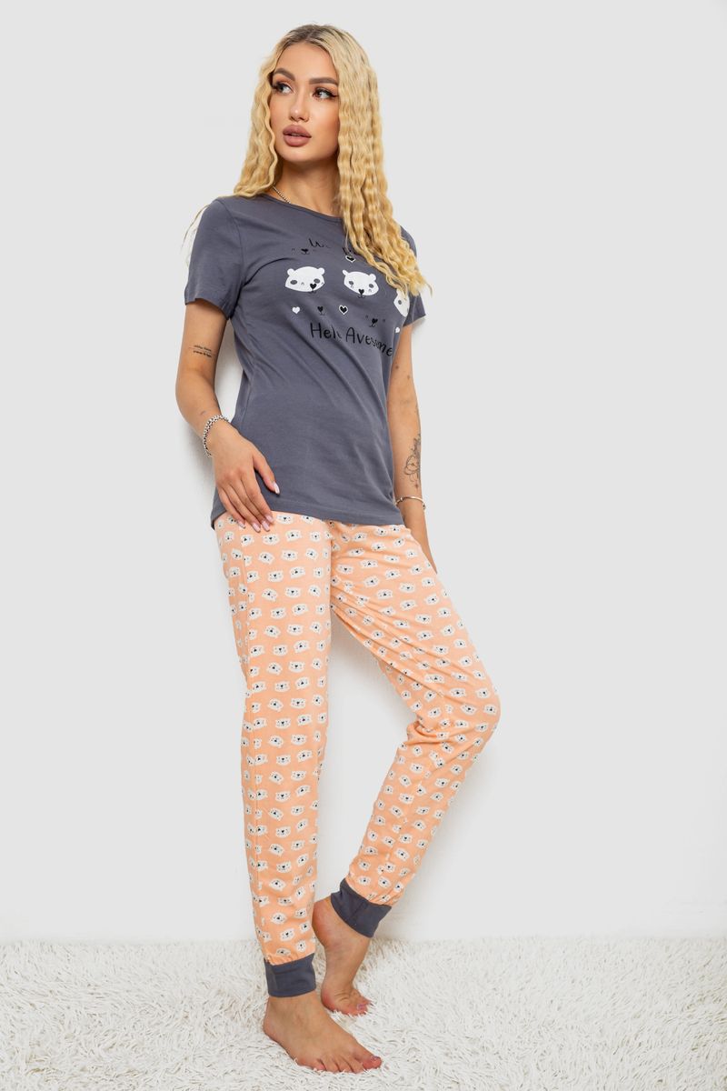 Піжама жіноча з принтом, колір сірий, 243R15916 - Зображення 3
