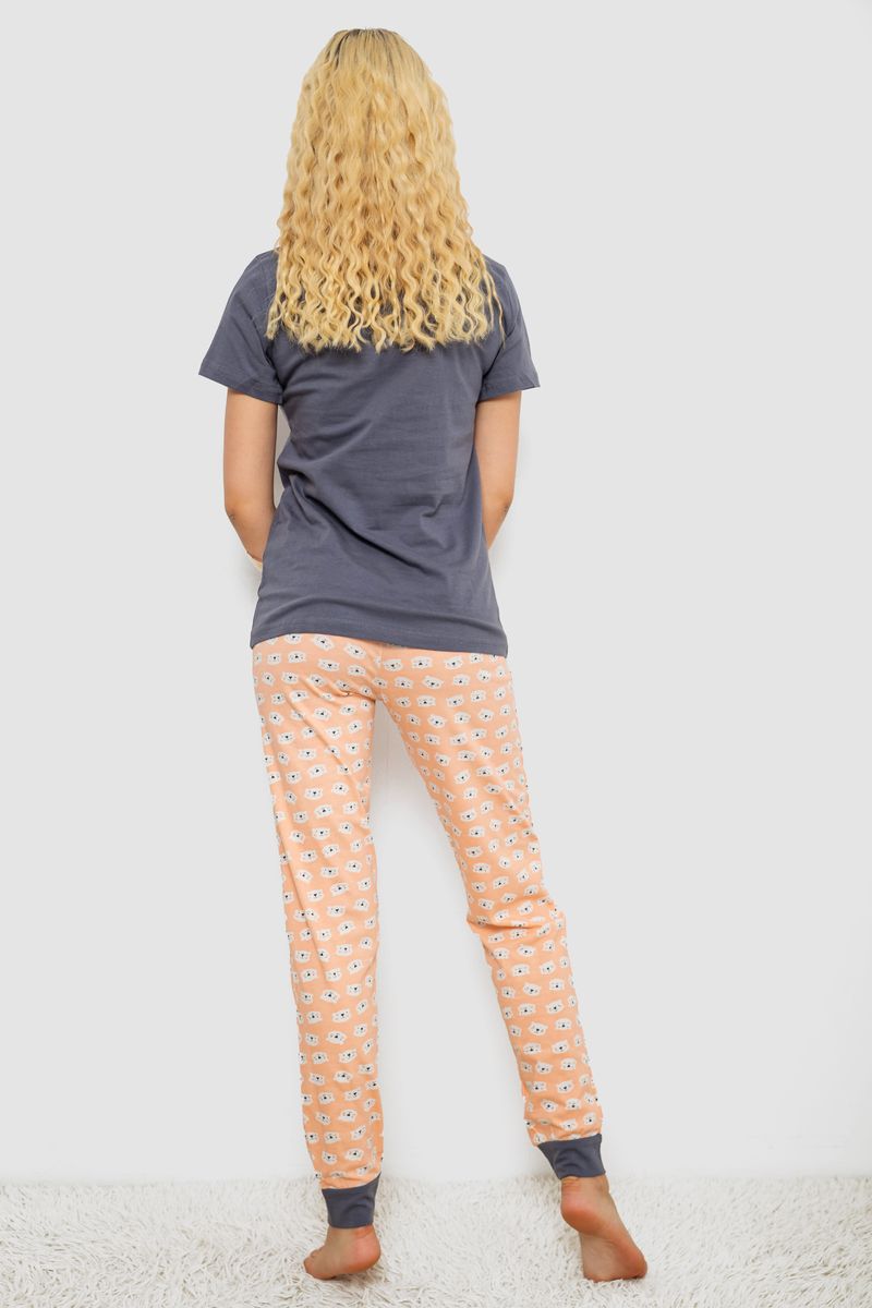 Піжама жіноча з принтом, колір сірий, 243R15916 - Зображення 4