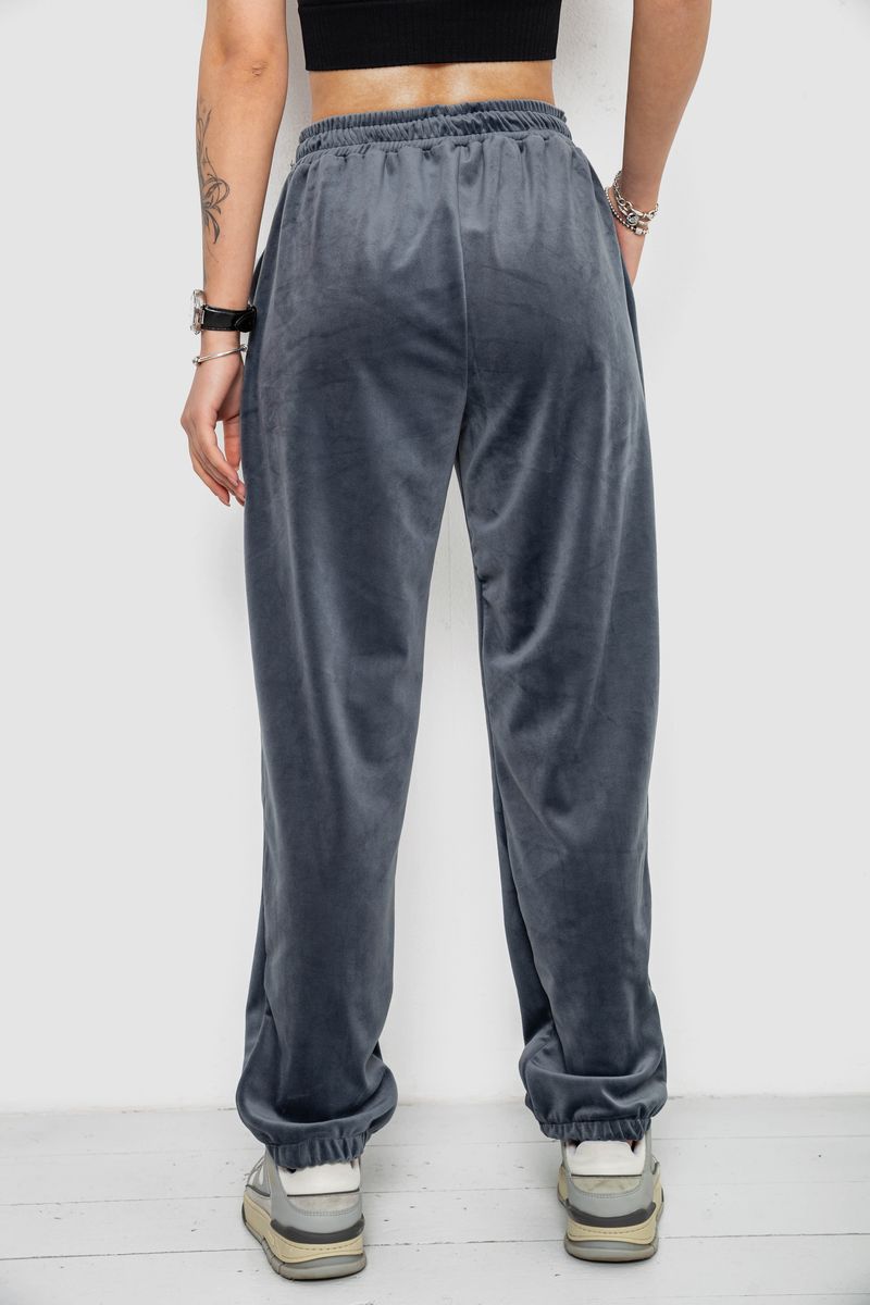 Спортивні штани жіночі велюрові на флісі, колір сірий, 238R58647-1 - Зображення 4