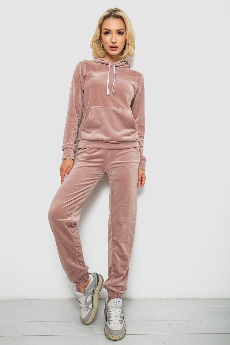 Спортивний костюм жіночий велюровий, колір бежевий, 238R58570