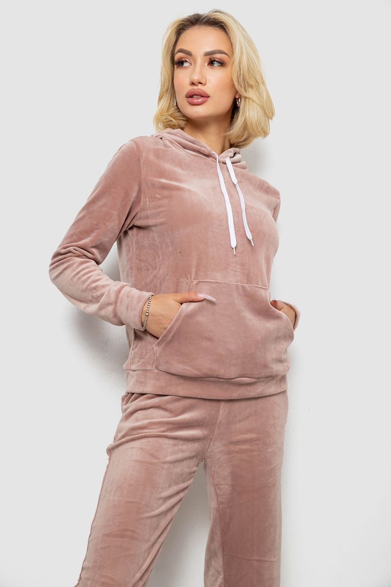 Спортивний костюм жіночий велюровий, колір бежевий, 238R58570 - Зображення 2