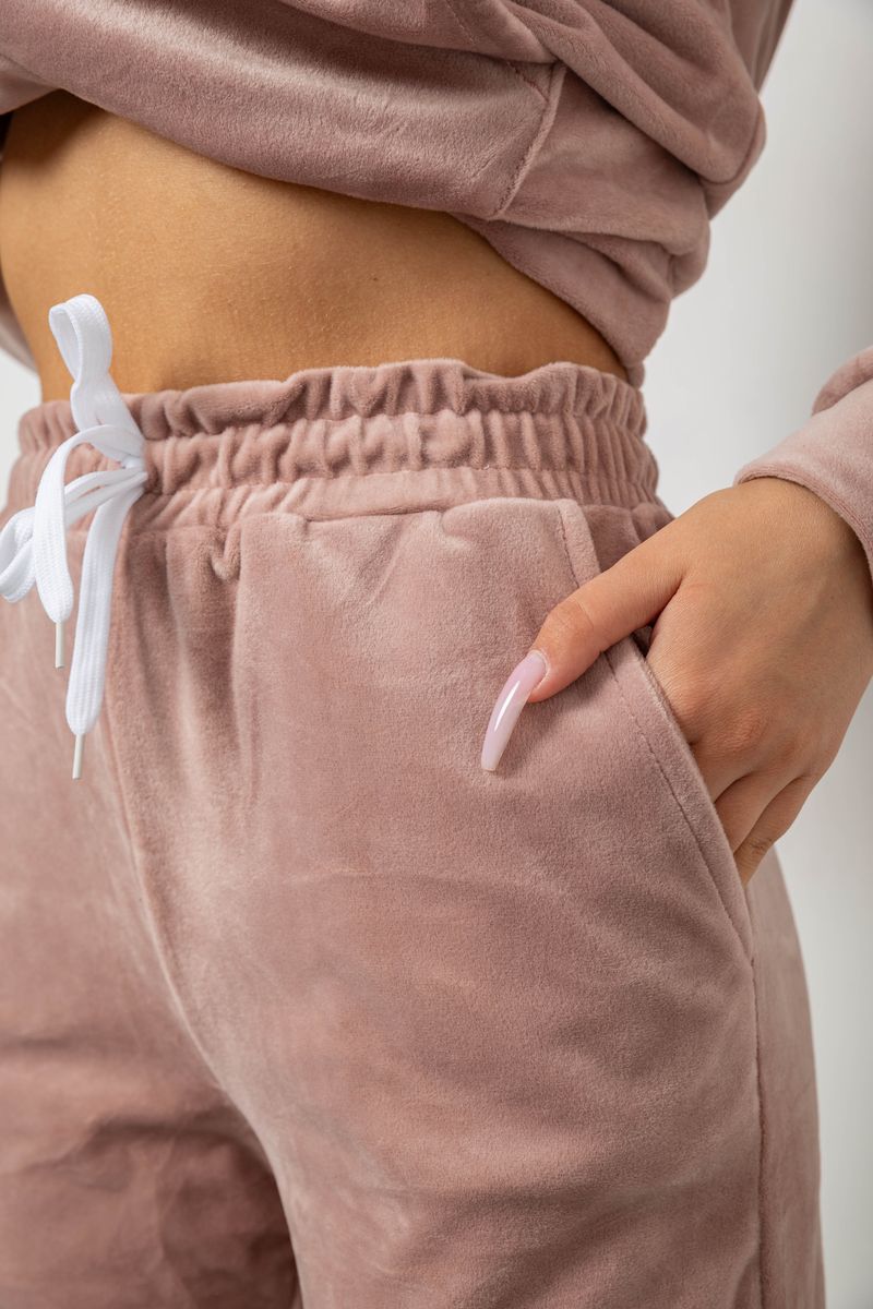 Спортивний костюм жіночий велюровий, колір бежевий, 238R58570 - Зображення 6