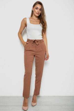 Штани жіночі в смужку, колір коричневий, 238RP85