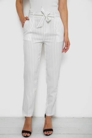 Штани жіночі в смужку, колір молочний, 238RP85