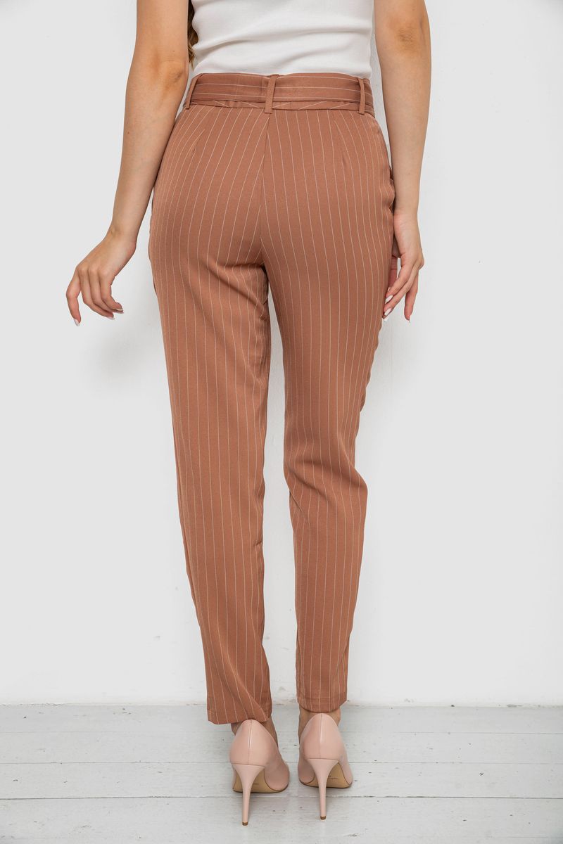 Штани жіночі в смужку, колір коричневий, 238RP85 - Зображення 4