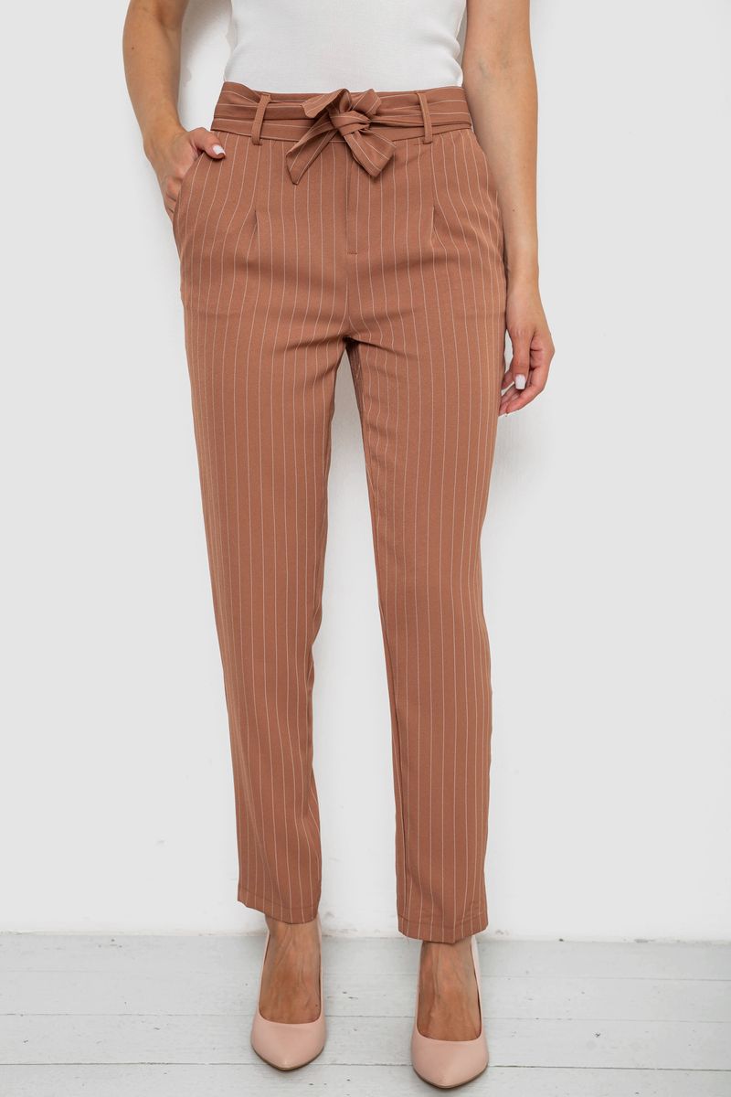 Штани жіночі в смужку, колір коричневий, 238RP85