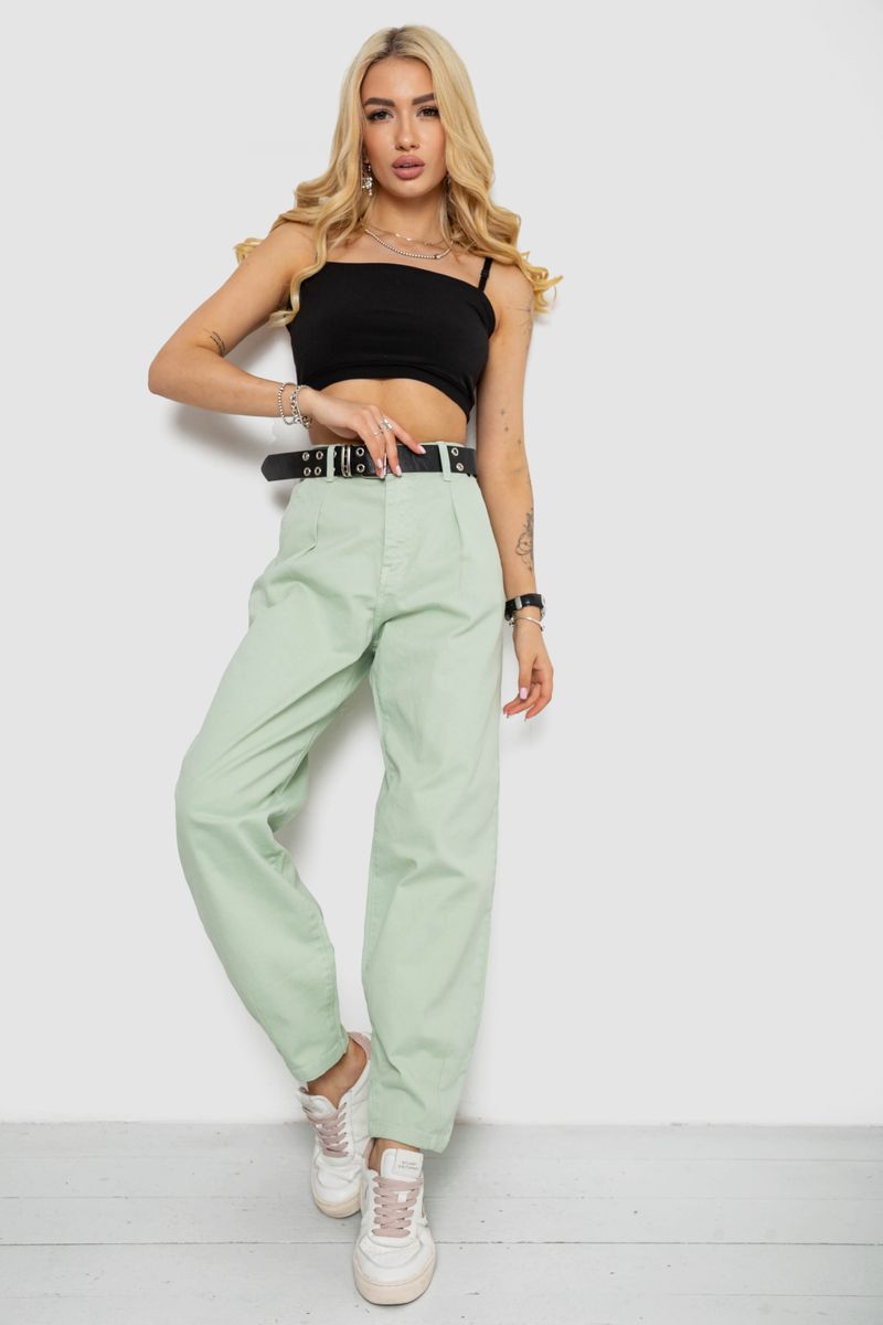 Джинси жіночі балони, колір м’ятний, 182R00269