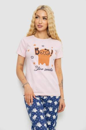Піжама жіноча з принтом, колір рожево-синій, 243R15847