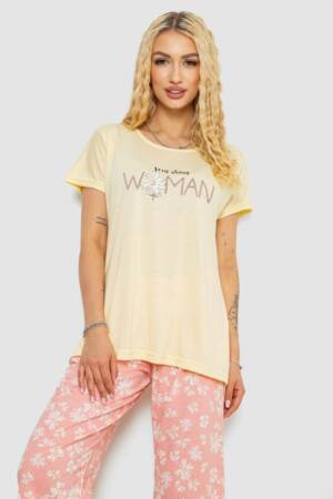 Піжама жіноча з принтом, колір жовтий, 243R7075