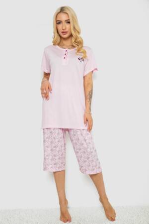 Піжама жіноча з принтом, колір рожевий, 243R6921