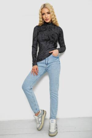 Гольф жіночий в рубчик, колір чорно-сірий, 102R5267