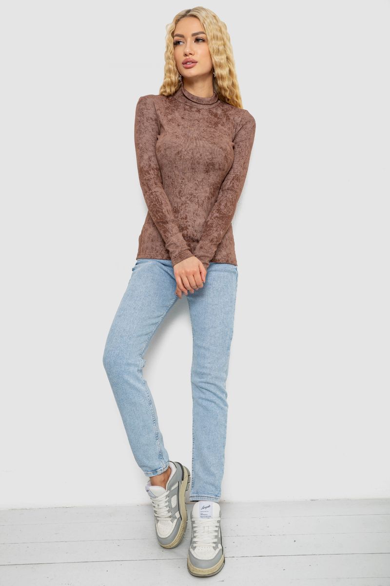 Гольф жіночий в рубчик, колір коричневий, 102R5267 - Зображення 2