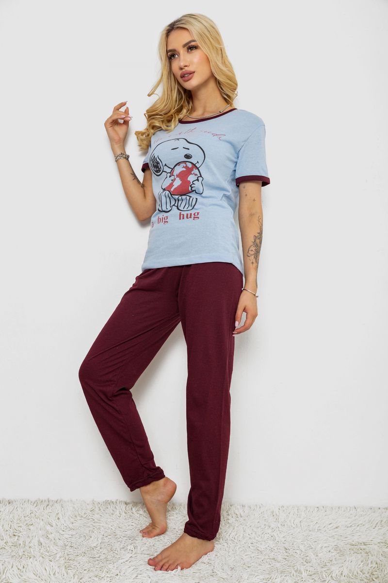 Піжама жіноча з принтом, колір блакитний, 243R20260 - Зображення 3