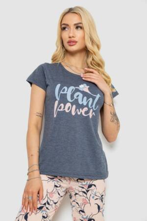 Піжама жіноча з принтом, колір сірий, 243R7102