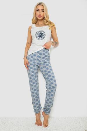 Піжама жіноча з принтом, колір молочний, 243R1484-021