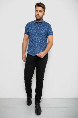 Сорочка чоловіча з принтом, колір джинс, 214R6917-9