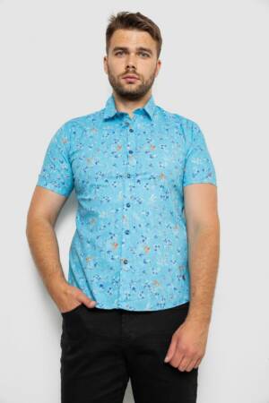 Сорочка чоловіча з принтом, колір блакитний, 214R6917-9