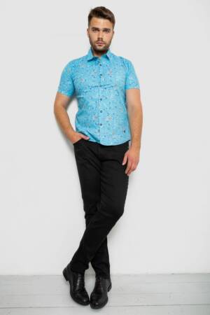 Сорочка чоловіча з принтом, колір блакитний, 214R6917-9