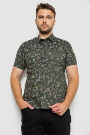 Сорочка чоловіча з принтом, колір хакі, 214R6917-9