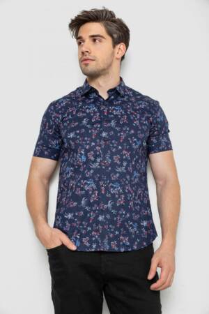 Сорочка чоловіча з принтом, колір темно-синій, 214R6917-9