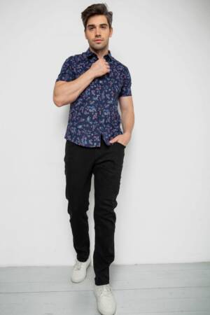 Сорочка чоловіча з принтом, колір темно-синій, 214R6917-9