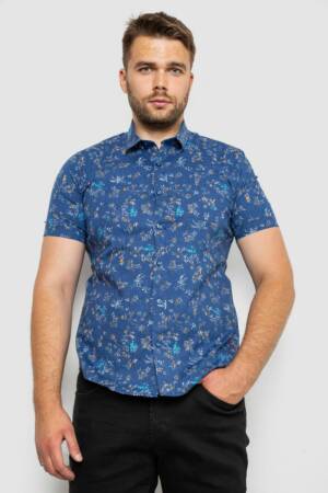 Сорочка чоловіча з принтом, колір джинс, 214R6917-9