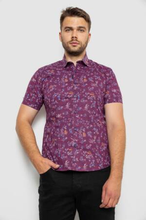 Сорочка чоловіча з принтом, колір сливовий, 214R6917-9