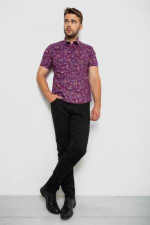 Сорочка чоловіча з принтом, колір сливовий, 214R6917-9
