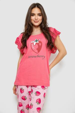 Жіноча піжама з принтом, колір рожевий, 243R1602-015