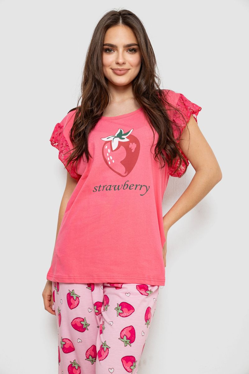 Жіноча піжама з принтом, колір рожевий, 243R1602-015 - Зображення 2