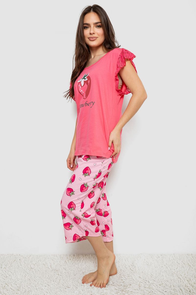 Жіноча піжама з принтом, колір рожевий, 243R1602-015 - Зображення 3