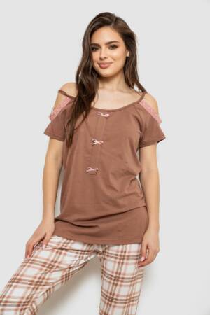 Піжама жіноча, колір коричневий, 243R1602-014