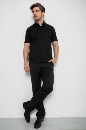 Сорочка чоловіча однотонна, колір чорний, 214R830