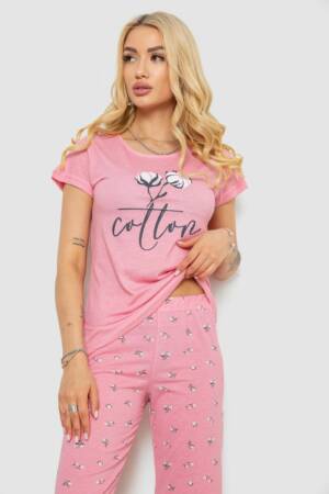Піжама жіноча з принтом, колір рожевий, 243R7060