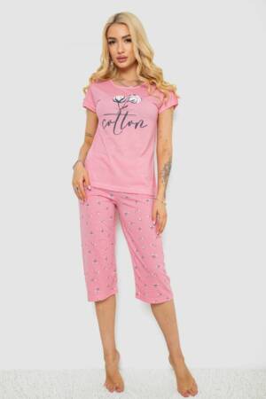 Піжама жіноча з принтом, колір рожевий, 243R7060