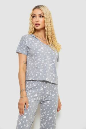 Піжама жіноча з принтом, колір сірий, 243RK2042