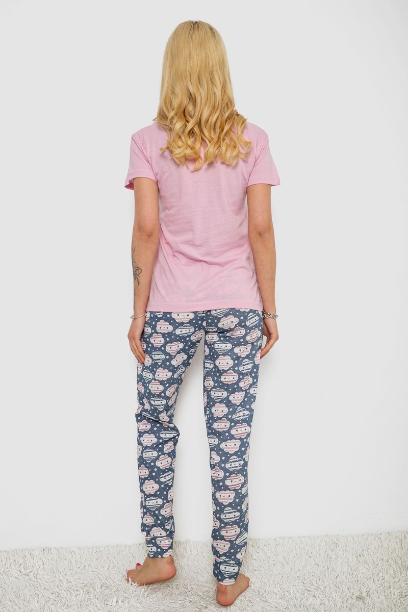 Піжама жіноча з принтом, колір рожево-сірий, 243R9212 - Зображення 4