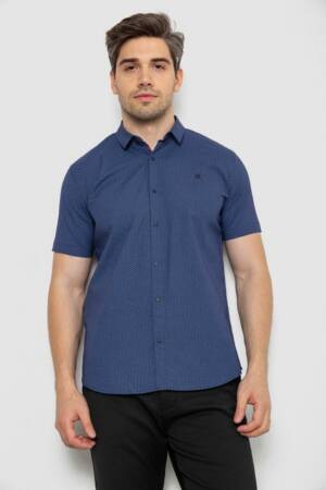 Сорочка чоловіча однотонна, колір синій, 214R6917-13