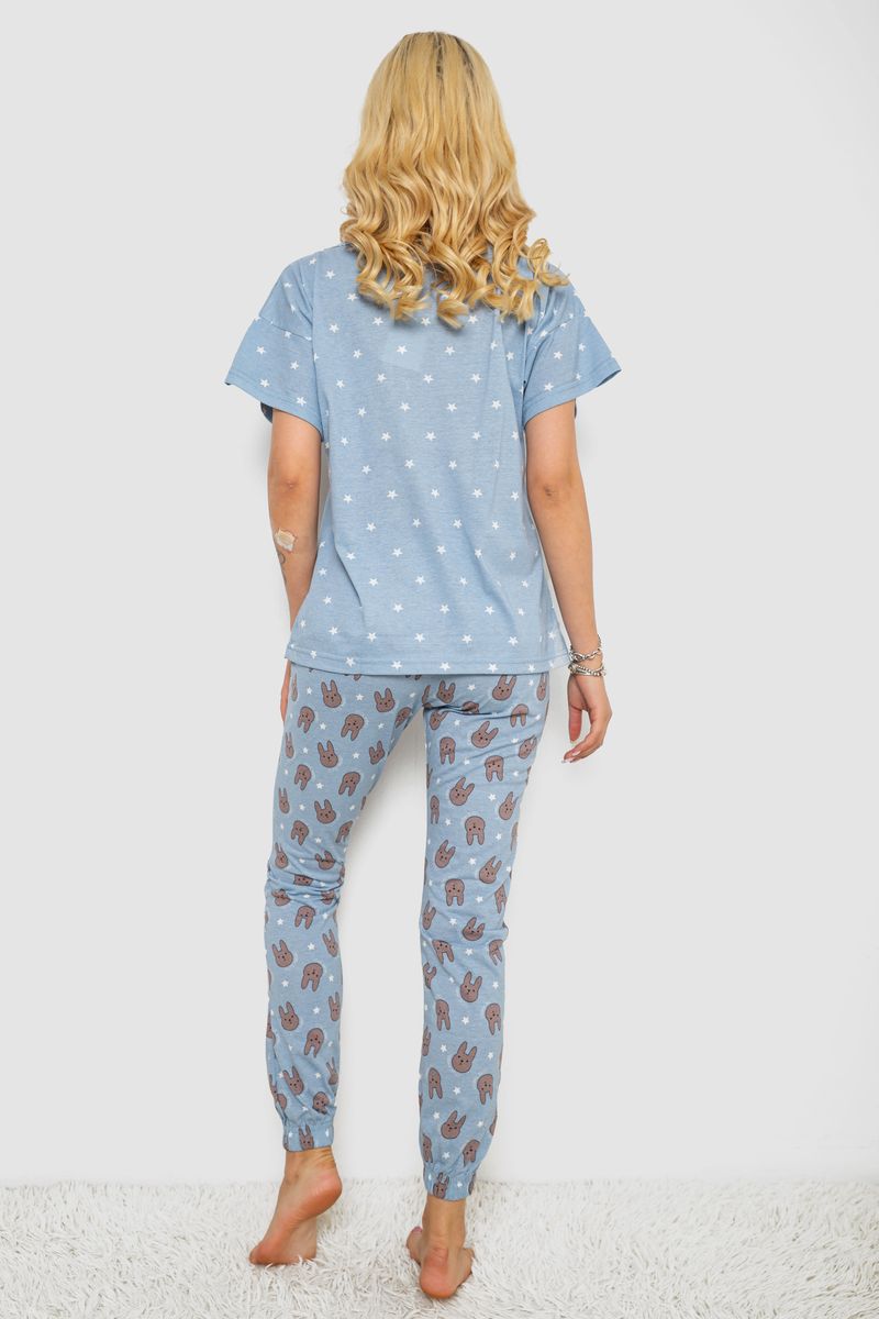 Піжама жіноча з принтом, колір блакитний, 243R15400 - Зображення 4